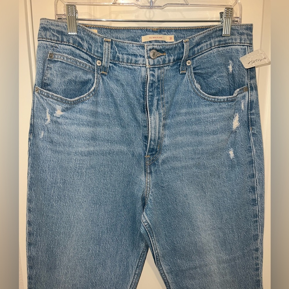 NWT Free People Marine Babe Easy Street Levi Flare Jeans size 31/12 - Picture 8 of 13